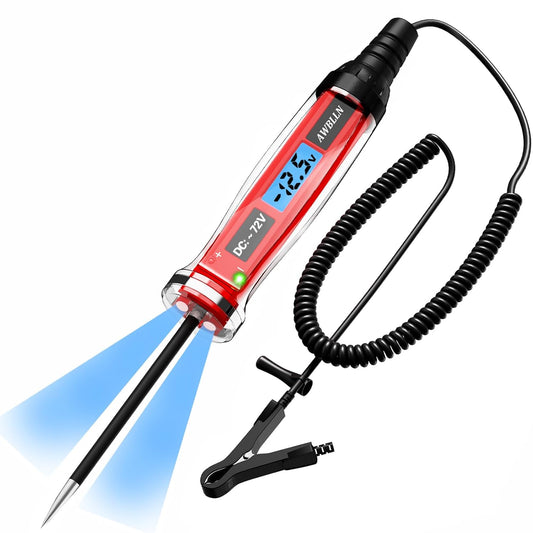 3-72V DC Automotive Circuit Tester, LCD Digital Light Tester with Voltmeter, Heavy Duty Car Electrical Tool