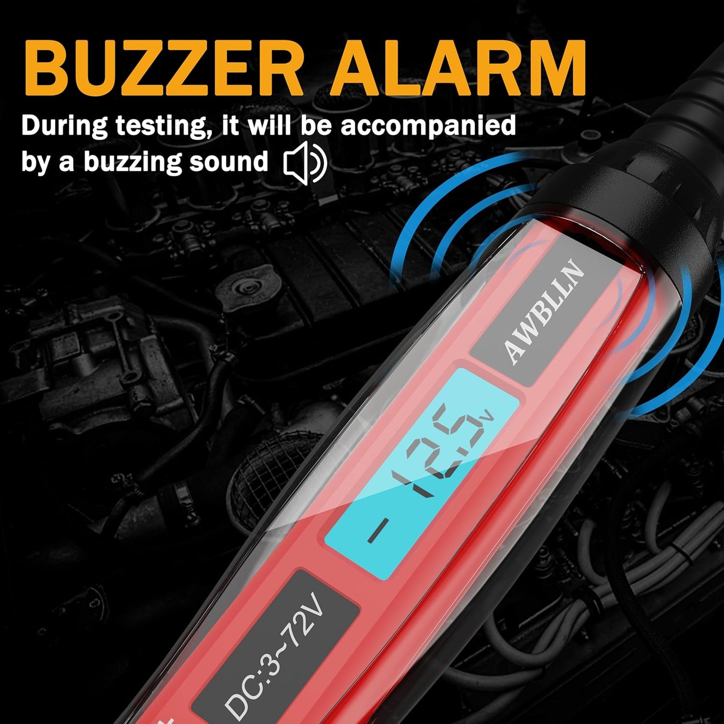 3-72V DC Automotive Circuit Tester, LCD Digital Light Tester with Voltmeter, Heavy Duty Car Electrical Tool