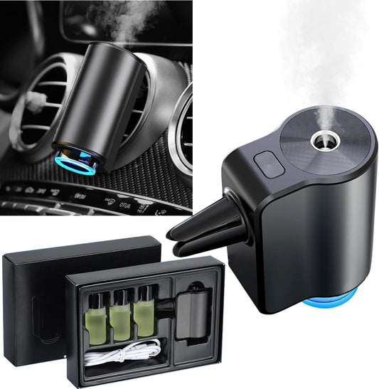 Smart Car Air Freshener Air Freshener Diffuser,Rechargeable Car Aroma Diffuser with 3 Levels of Adjustable Intelligent Car Diffuser with 3 Bottles Essential Oil(Cologne)