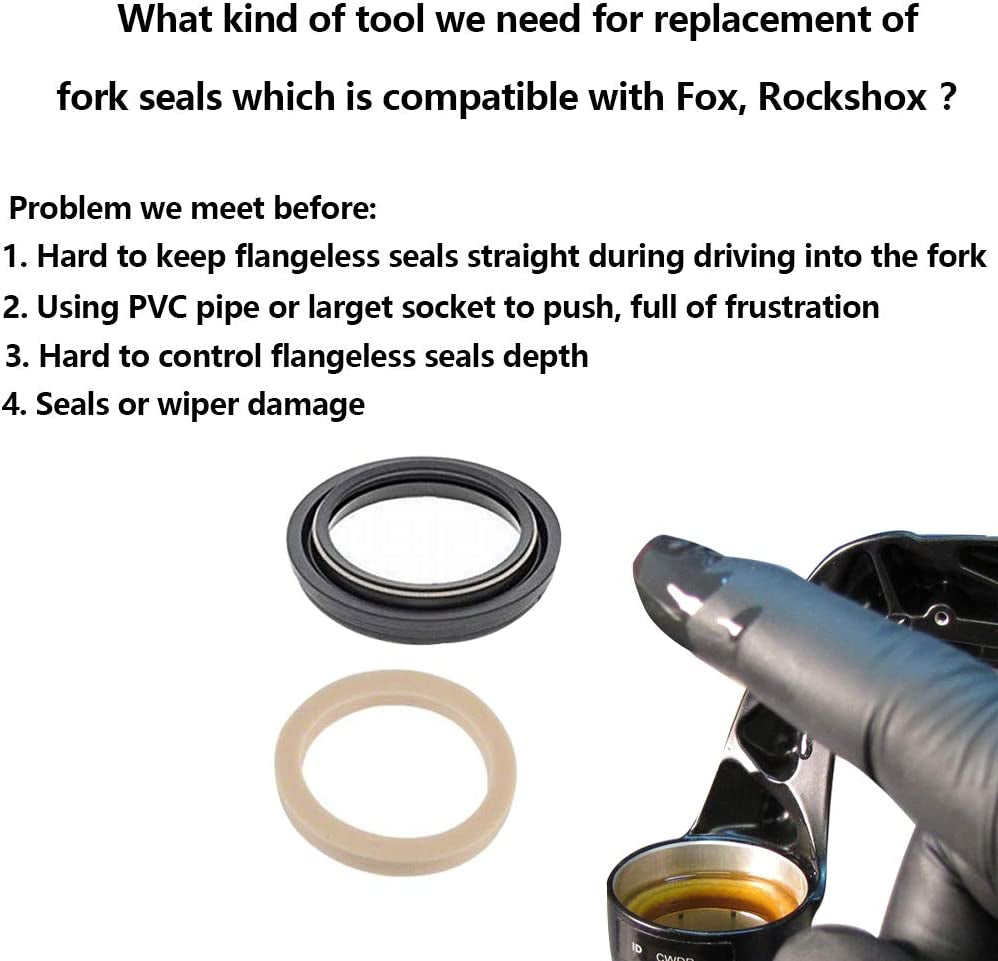 Dust Seal Installation Tool Fork Dust Seal Driver Dust Wiper Installation Tool Guide Compatible for Fox Rockshox Suspension Fork Lower Leg in 30Mm 32Mm 34Mm 35Mm 36Mm 40Mm