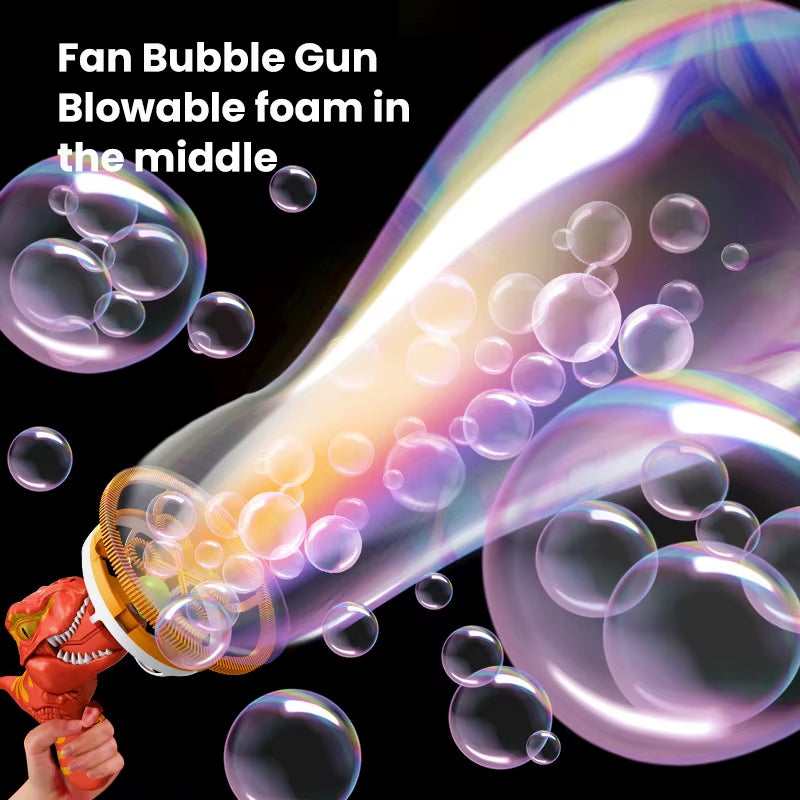 2 in 1 Dinosaur Soap Bubble Electric Bubble Gun Bubbles in Bubble Guns Toy Childrens Summer Outdoor Games for Kids Boys Girls