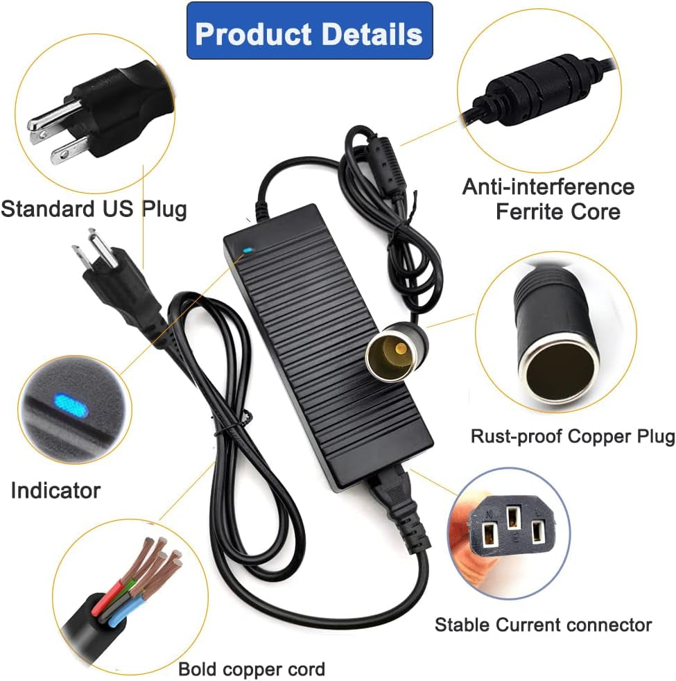 12V 120W 10A AC to DC Converter,Car Cigarette Socket Lighter Adapter Outlet AC 110V-240V to 12V Power Supply for Car Tire Inflator Pump,Rv Refrigerator,Vacuum Cleaner,Car Powered Devices(10A)