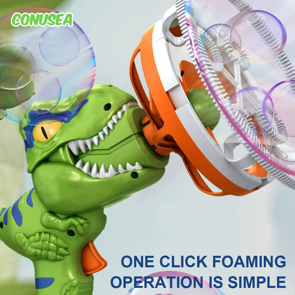 2 in 1 Dinosaur Soap Bubble Electric Bubble Gun Bubbles in Bubble Guns Toy Childrens Summer Outdoor Games for Kids Boys Girls