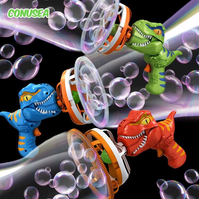 2 in 1 Dinosaur Soap Bubble Electric Bubble Gun Bubbles in Bubble Guns Toy Childrens Summer Outdoor Games for Kids Boys Girls