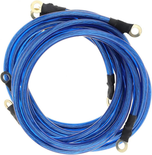 5 Point Car Universal Earth Ground Cables Grounding Wire System Kit High Performance Improve Power for Car Truck (Blue)