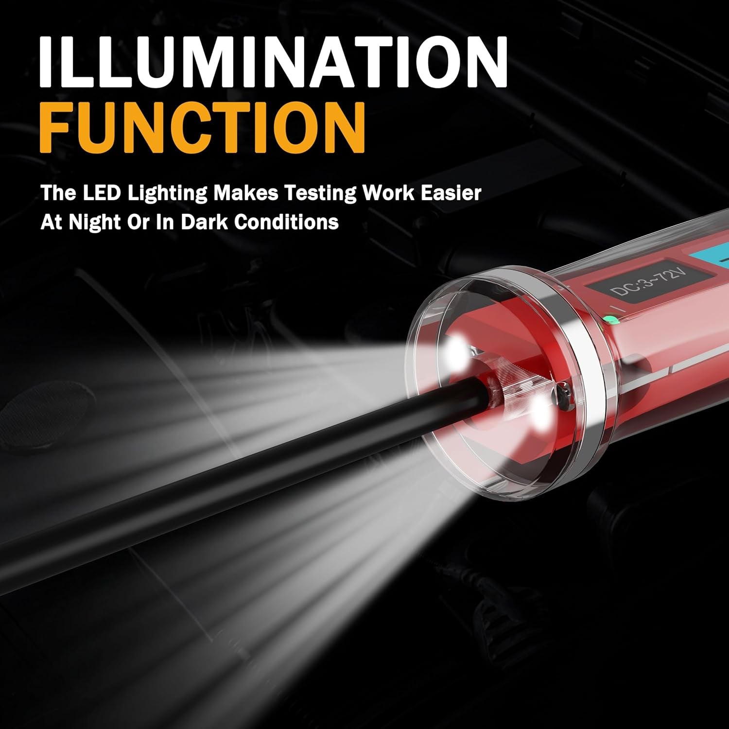 3-72V DC Automotive Circuit Tester, LCD Digital Light Tester with Voltmeter, Heavy Duty Car Electrical Tool