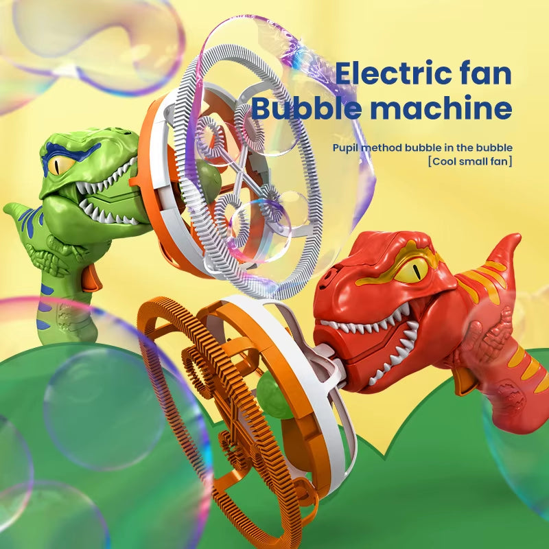 2 in 1 Dinosaur Soap Bubble Electric Bubble Gun Bubbles in Bubble Guns Toy Childrens Summer Outdoor Games for Kids Boys Girls