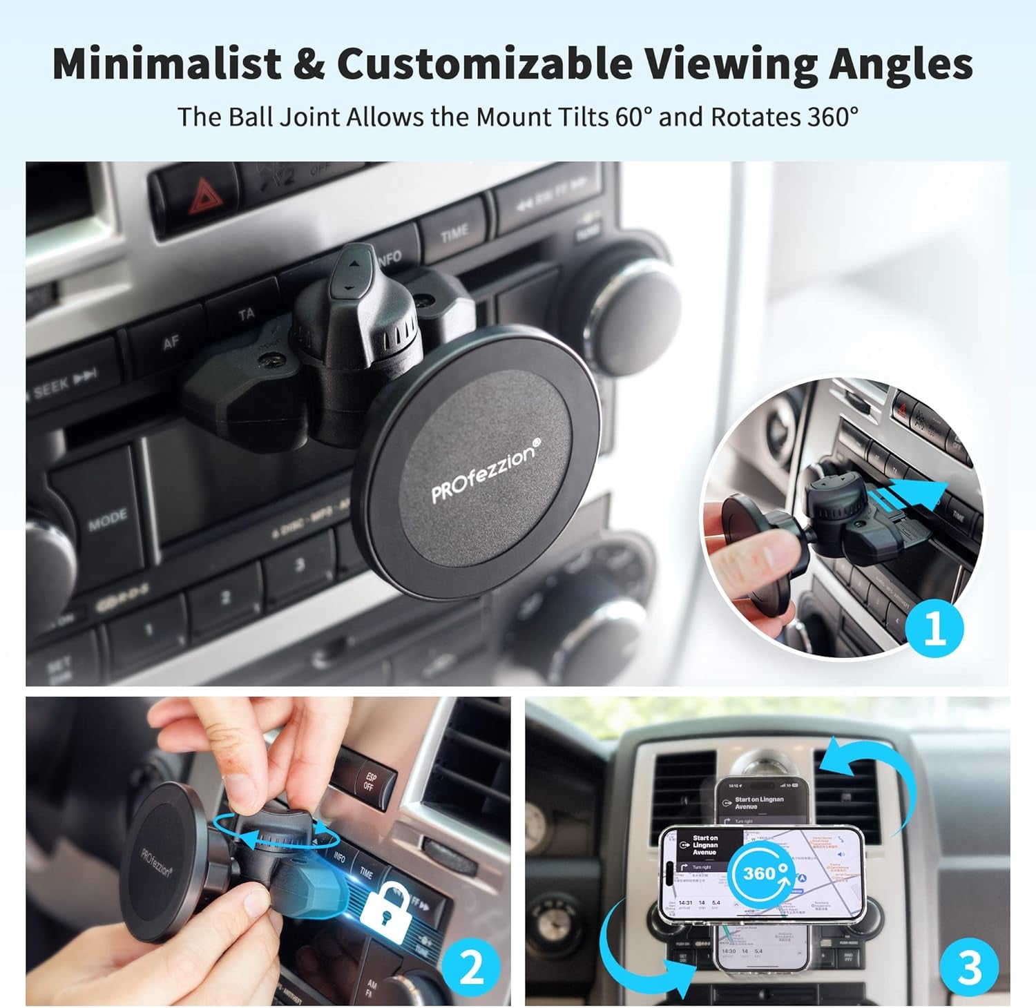 CD Slot & Vent Clip Magnetic Phone Holder Compatible with Magsafe on Car CD Slot or Vent for Iphone 16 15 14 13 12 Pro Max Plus, Mag-Safe Case & All Phones [Fit 99% CD Slot & Air Vent]